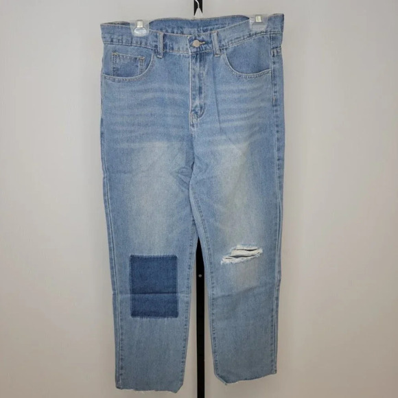 SHEIN Men's Straight Leg Patchwork Jeans - Picture 1 of 4